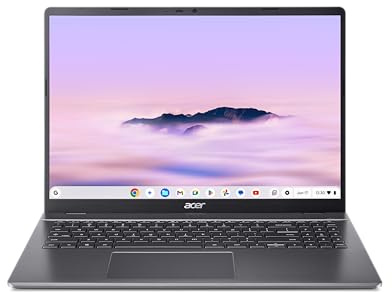 Acer, Chromebook Plus 516, Laptop, 16 Zoll, WUXGA IPS Display, Intel Core 5 120U, 16 GB RAM, 256 GB SSD, Intel Graphics, ChromeOS, Grau, CB516-1H