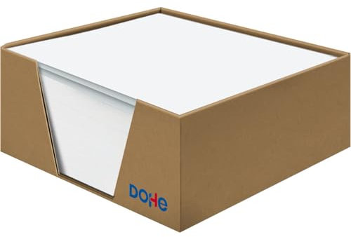 DOHE - Bloc de Notas (400 uds.) - Hojas Blancas Lisas, 90x90 mm, Grosor 70 gr/m², Portanotas Cartón Kraft Marrón, Papeles Sin Adhesivo para Recordatorios, Anotaciones, Mensajes