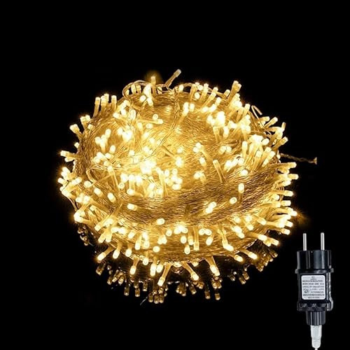 capojas 100/200/300/400er Led Lichterkette Warmweiß Strombetrieben mit Stecker Außen und Innen für Hochzeit Weihnachten Party weihnachtsdeko (Warmweiß, 100LED 10M Lang+5M Zuleitung)