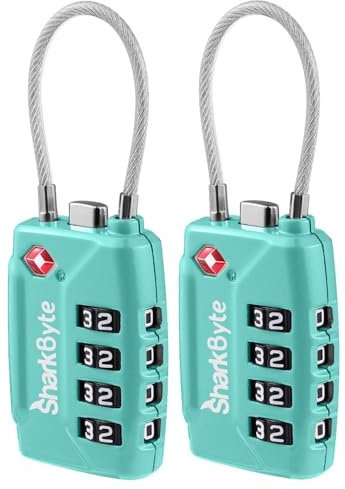 SharkByte TSA Kofferschloss – 2er-Pack, 4-stellig, genehmigt für Reisen & Gepäck
