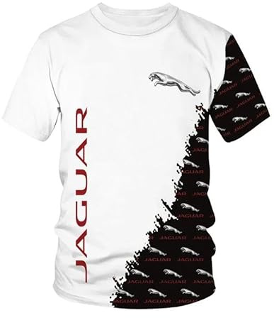 JIFENLI Herren 3D Druck T-Shirt Jaguar T-Shirts Für Männer Und Frauen, 3D-Rennsport Bedruckte Streetwear, Sport, Freizeit, Modisch, Übergroß, Oberteile Mit Rundhalsausschnitt