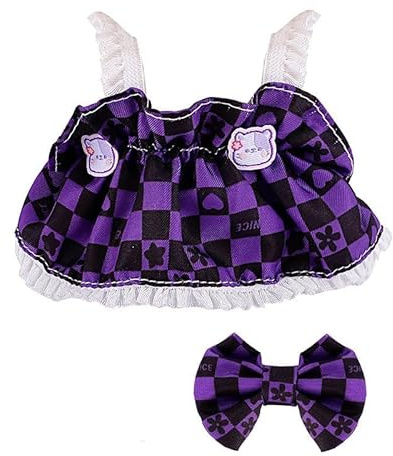 Doll Clothes, 17 cm Doll Outfits, Clothes Set for 17cm Doll, 2 Piece Set Dress Clothing for Doll, Girls Stylish Adorable Dolls Clothes Accessories (Purple)