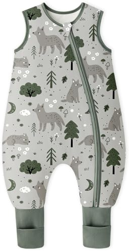 Yoofoss Gigoteuse à Pieds et Chaussettes pour Bébé 1.5 TOG Automne Printemps Coton Gigoteuse Super Doux Emmaillotage Sac de Couchage 70 cm pour Bébé Garçons Filles 6-18 Mois