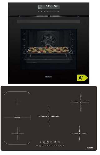 KB ELEMENTS Kit de cuisson autonome | Four encastrable de 60 cm | Fonction Air Fry | Plaque de cuisson à induction de 77 cm | Plaque de cuisson à induction avec zone flexible | Grill | Air chaud |
