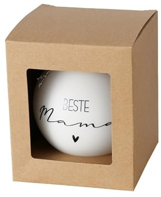 XL Weihnachtskugel - Beste Mama - 10cm Glas Weiss schwarz b631 Christbaumkugel Weihnachtskugeln Christbaumschmuck Kugel Hänger Glaskugel Mami Mutti Mutter Geschenk