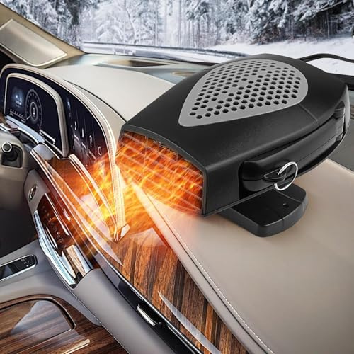 Minleer Portable Car Heater, 12V Car Heater Defroster, Plug In Heaters Fan 150W 2 In 1 Modes Heating and Cooling for Fast Heating Defrost Defogger and Car Windscreen Fan Cigarette Lighter (XF-D5003)