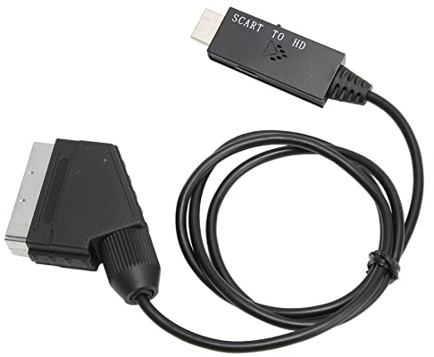 Fockety HD 1080P SCART zu HD Multimedia-Schnittstellen-Konverter-Adapterkabel für Ton, Video, DC 5 V, Einfache Installation für VHS-Videorecorder, DVD-Recorder, Tragbares ABS-Material, 1 X
