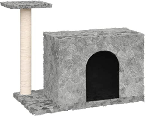 Teenpull Arbre à chat, avec griffoir en sisal et housse en peluche, 66 x 40 x 51 cm, en bois dérivé du bois, tour d'escalade compacte et tonneau à chat pour salon, meuble d'intérieur avec grotte et