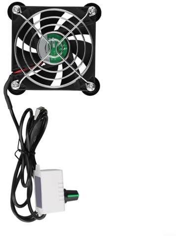 Ventilador de refrigeración USB de 5 V con regulación continua, silencioso, alto flujo de aire para consola de juegos de router, caja superior, color negro, 8 cm (ventilador de 8 cm)