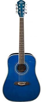 Oscar Schmidt OGHSP-A OGHS Dreadnought Akustikgitarre, Größe 1/2, Pink transparent/blau