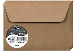 Clairefontaine 29006C - Paquet de 20 Enveloppes Auto-Adhésives - Format C6 (11,4x16,2cm) - 120g/m² - Coloris Kraft - Invitation Evènements et Correspondance - Gamme Pollen - Papier Premium Lisse