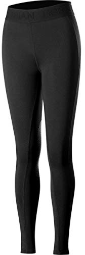HORZE Elsa Children's Silicone Knee Patch Tights, Horse Riding Leggings for Kids Horse Riding & Performance Sports | Black X-Large