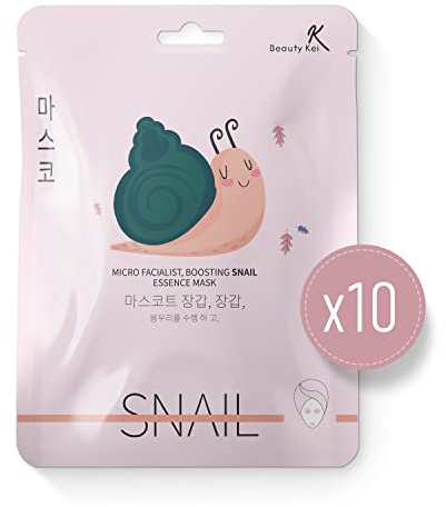 Gesichtsmasken Set Masken Beauty Tuchmasken Gesicht Korean Skincare Hautpflege mit Schneckenschleim-Essenz Feuchtigkeitsspendend Anti-aging Anti-falten-Gesichtsmaske Für Tiefenfeuchtigkeit 10-Er-Pack