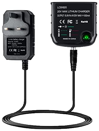 LithiumIon Battery Charger for BLACK & DECKER LCS1620 for Black & Decker 10.8V/14.4V/20V/500mA Li-ion Batteries LBXR20 LBXR20-OPE LB20 LBX20 LBX4020 LB2X4020 LBXR2020-OPE BL1514 LBXR16