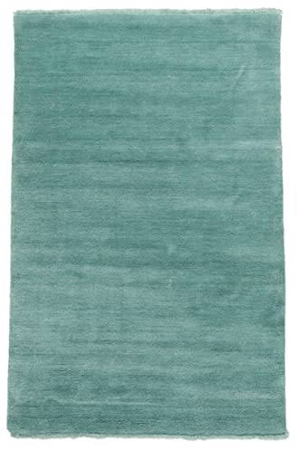 RugVista, Handloom Fringes, Teppich, Mittelflor, 200 x 300 cm, Rechteckiger, Wolle, Flur, Schlafzimmer, Küche, Wohnzimmer, Aqua, Türkis
