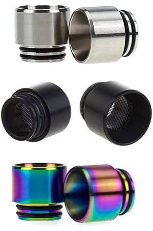 2x 810 Wide Bore Drip Tip mit Spritzschutz aus Edelstahl Silber Regenbogen Mundstücke DripTip (Regenbogen)
