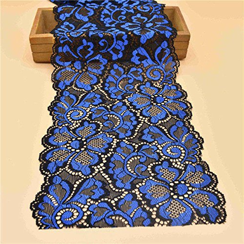 Yulakes 5 Yards Stretch Spitzenbordüre Vintage Spitzenborte Spitzenband Zierband Spitze Blume Borte Hochzeit lace Trim Deko Band,Handwerk, Schleifband 18cm Breite (Blau)