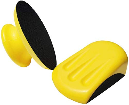 Tockrop 2 Pack 5 Inch Hand Sanding Blocks Round and Mouse-Shaped for 5 Inch Hook and Loop Discs Ideal for Wood Furniture Restoration Home Arts and Crafts