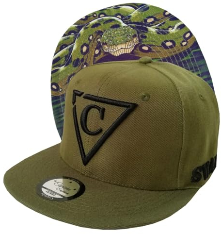 Capiche [99+ VARIATIONEN] Snapback Cap - Kappe - Baseball - Mütze - Herren - Olivgrün - Anaconda - Schlange - Dschungel - Tier - [Swamp] The Anaconda
