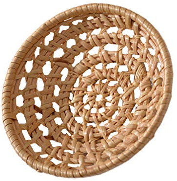 YARNOW Handgemachte Rattan Runde Obstkorb Weide Obstkorb Brotkorb Tablett Runde Flache Korb für Bäckerei Kuchen Home Party (Hellbraun)