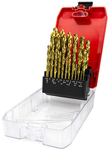 NORTOOLS HSS Metallbohrer-Satz,25-teilig,TiN-beschichtetes Bohrer-Set DIN338 1,0-13 x 0,5 mm