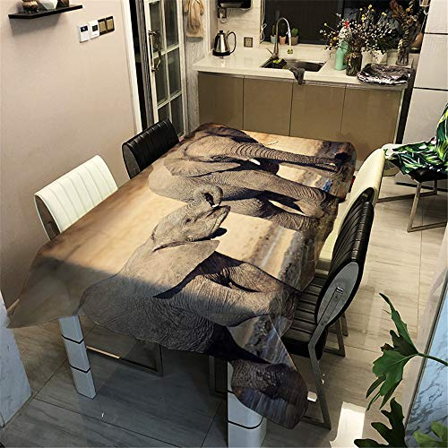 Surwin Tischtuch Drucken Tischdecke, Rechteckige Tischdecke Fleckschutz Pflegeleicht Abwaschbar Wählbar für Home Küche Dekoration (Verspielter Elefant,100x140cm)