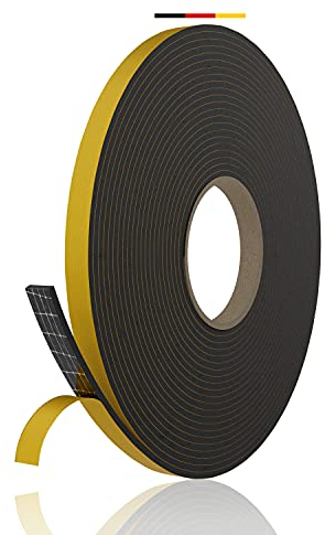 everlar® EPDM ruban d'étanchéité auto-adhésif I Made in Germany I 12x3mm 10m I ruban adhésif en mousse I joint de fenêtre et de porte I ruban d'étanchéité en caoutchouc spongieux