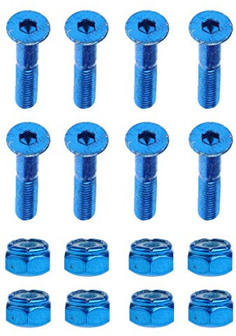 U/D 8 Stück Flachkopf Ersatz Skateboard Truck Hardware Longboard Montageschrauben Bolzen Muttern 2,54 cm (blau)