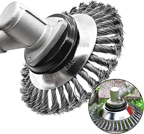 KAYBTNT Wire Brush for Grass Strimmer - Steel Weed Brush for Lawn Trimmer and Garden Lawn Mower - Wire Brush Head with Bore Diameter 25.4 mm - Universal Accessories - for String Trimmers,15cm/6in