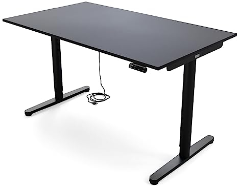 Yaasa Desk Essential Schreibtisch Höhenverstellbar Elektrisch mit Display, Memory-Funktion, Tastensperre und USB-Port, Stehschreibtisch mit Kollisionssensor, 140 x 80 cm, Anthrazit