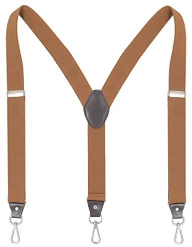 Ausukler Hosenträger Herren Extra Stark 3,5cm Breit mit Drehbaren Haken und Elastischen Riemen Y-back für Jeans (Braun)
