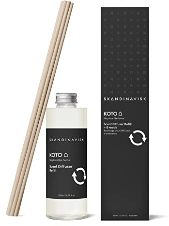 SKANDINAVISK Diffuser Refill 200ml, KOTO(Home) | Up to 3 additional months of fragrance with 8 high-performance reeds, alcohol free liquid base.