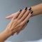 24pcs Square False Nails Short Stick on Nails Navy Blue Press on Nails Removable Glue-on Nails Fake Nails Women Girls Nail Art Accessories