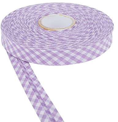 Discount Fabrics LTD Schrägband, 18 mm und 30 mm breit, Baumwolle, 5 m und 25 m, Weiß, doppelt gefaltet, Einfassung zum Nähen, Wimpelketten, Handwerk, Polstern, Paspelierung und Kleidung (Lila, 5 m)