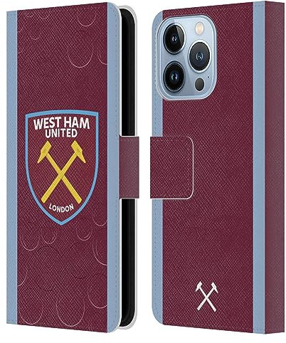 Head Case Designs Licenza Ufficiale West Ham United FC Home Kit per Stemma 2023/24 Custodia Cover in Pelle a Portagoglio Compatibile con Apple iPhone 13 PRO