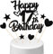 Conruich Tortendeko 17. Geburtstag Jungen, Kuchendeko Happy 17th Birthday Schwarz, Glitzer Kuchen Topper 17. Geburtstag Ballons Konfetti Papierfächer für Geburtstagstorte Deko 17 Jahre Junge Mädchen