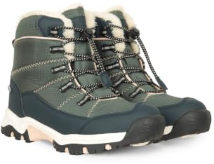 Mountain Warehouse Comet Kids Waterproof Snowboots -Warm Faux Fur Shoes, High Traction Outsole - Ideal for Cold Weather, Walking Khaki Junior Shoe Size 4