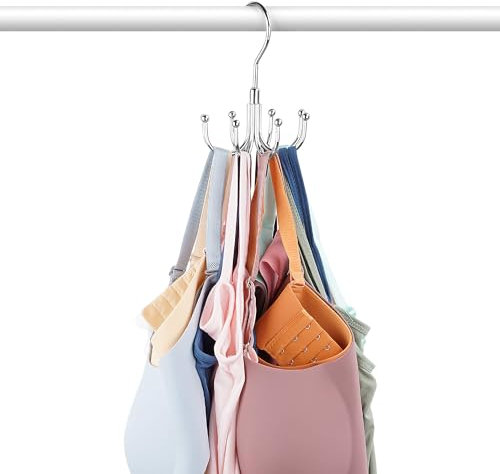 Metall Trägertop Kleiderbügel BH Organizer, Drehbar Platzsparender Kleiderbügel, Kann Bis Zu 24 Stück Aufnehmen, Kleiderschrank Organizer, Silber