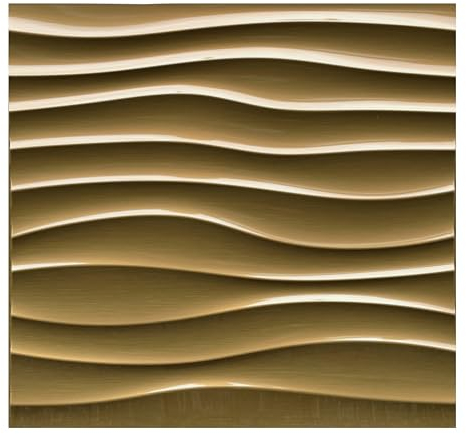 Eurodeco Gold 3D Panels PVC Plastic Panels Pack of 20 Wall Panels 50 cm x 50 cm Gaming Room Wall Ceiling 3D Look Wave Brushed PVC 3D Panels