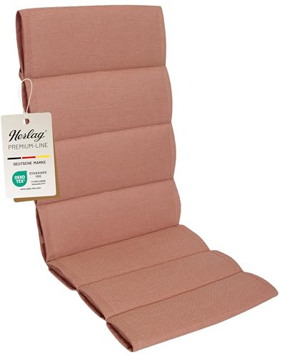 Herlag Hochlehner-Polsterauflage Linnea 123x50x3cm | Stuhlauflage Mehrfachsteppung | Auflage für Hochlehner-Gartenstühle | Premium-Line | Öko Tex 100 | 1 Polster | Rosa