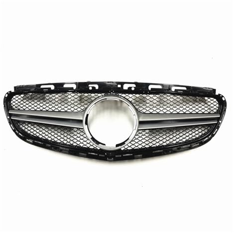 huanglanhuagr Grill kompatibel for Mercedes Benz E-Klasse W212 2014–2016 E200 E250 E300 E350 AMG Style Frontgrill Schwarz/Silber Oberer Stoßstangenhaubengitter (Color : Silver)