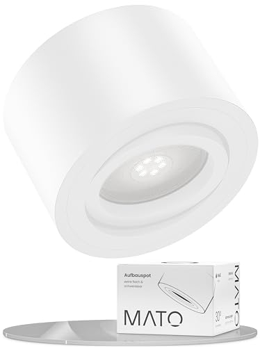 MATO LED Aufbaustrahler Weiß - Extra Flach & Schwenkbar - Ø80x50mm - Aufbauspots Decke Mit 5W Modul 230V - 4000K Neutralweiß - Deckenspots, Aufputz Deckenstrahler
