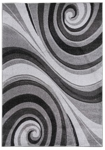 SrS Rugs® Impulse - Area Rug for Living Room, Bedroom, Hallway Runner Rug - Abstract Geometric Design - Provides Home with Comfort and Warmth (Spirals Grey, 160cm x 220cm)