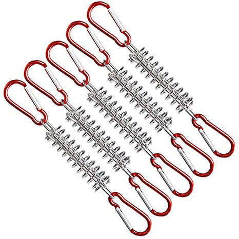 Bydezcon Stahl-Zeltseilspanner mit Karabiner-Clips, Kordel-Einsteller, für Outdoor, Camping, Camping, winddicht, Federzelt, Schnalle, Drahthaken, Outdoor, Markise, Hardware, Gartenzubehör, 5 Stück