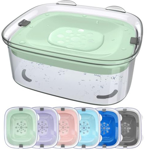 Heouvo 3L Dog Water Bowl No Spill, 101oz Large Spill Proof Dog Bowl Reduce Refill, Anti Splash No Mess Dispenser Dripless Slow Drinking Water Bowl for Sloppy Messy Drinkers (Green)