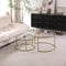 TTATC Lot de 2 Tables Gigognes Rondes avec Pieds en Métal, Plateau en Verre Transparent, Table Basse Moderne 60 * 40, Pied Doré