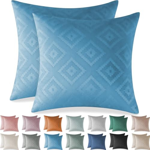 Ystyle Federe Cuscini Divano 40 X 40 Copri Cuscini per Divano Arredo Copricuscini Camera da Letto Federe Casa Moderni Elegante Morbido in Velluto con Cerniera Invisibile 2 Pezzi, Blu