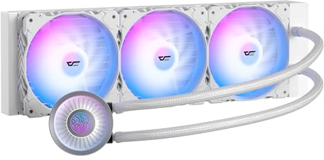 darkFlash DNA360A AIO CPU Liquid Cooler, pompa ad alte prestazioni, ARGB Sync, ventole PWM, con display logo darkFlash personalizzabile, compatibile con Intel 1700/1200/115X, AMD AM4/AM5 (bianco, 360