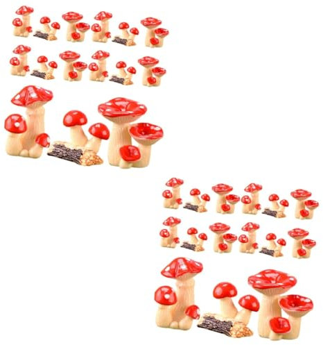 ORFOFE 2 Sets Realistische Pilzstatue Dekoration Pilzfigur für Garten Miniatur- 15 Stück