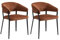 Vente-unique-Stuhl mit Armlehnen 2er-Set - Stoff & schwarzes Metall - Terracotta - AVRELA